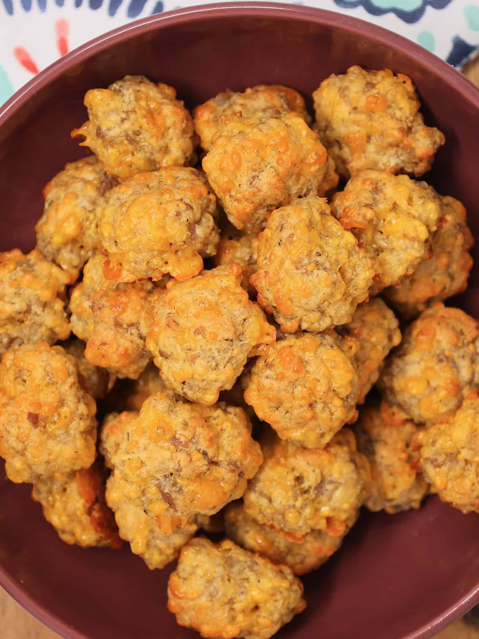 sausage balls made with cheddar cheese
