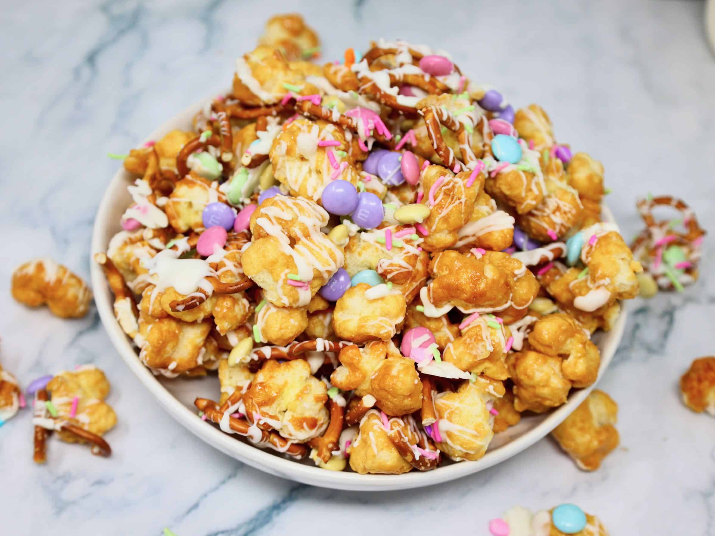 Easter Puff Corn Crunch sweet and salty Easter snack mix recipe