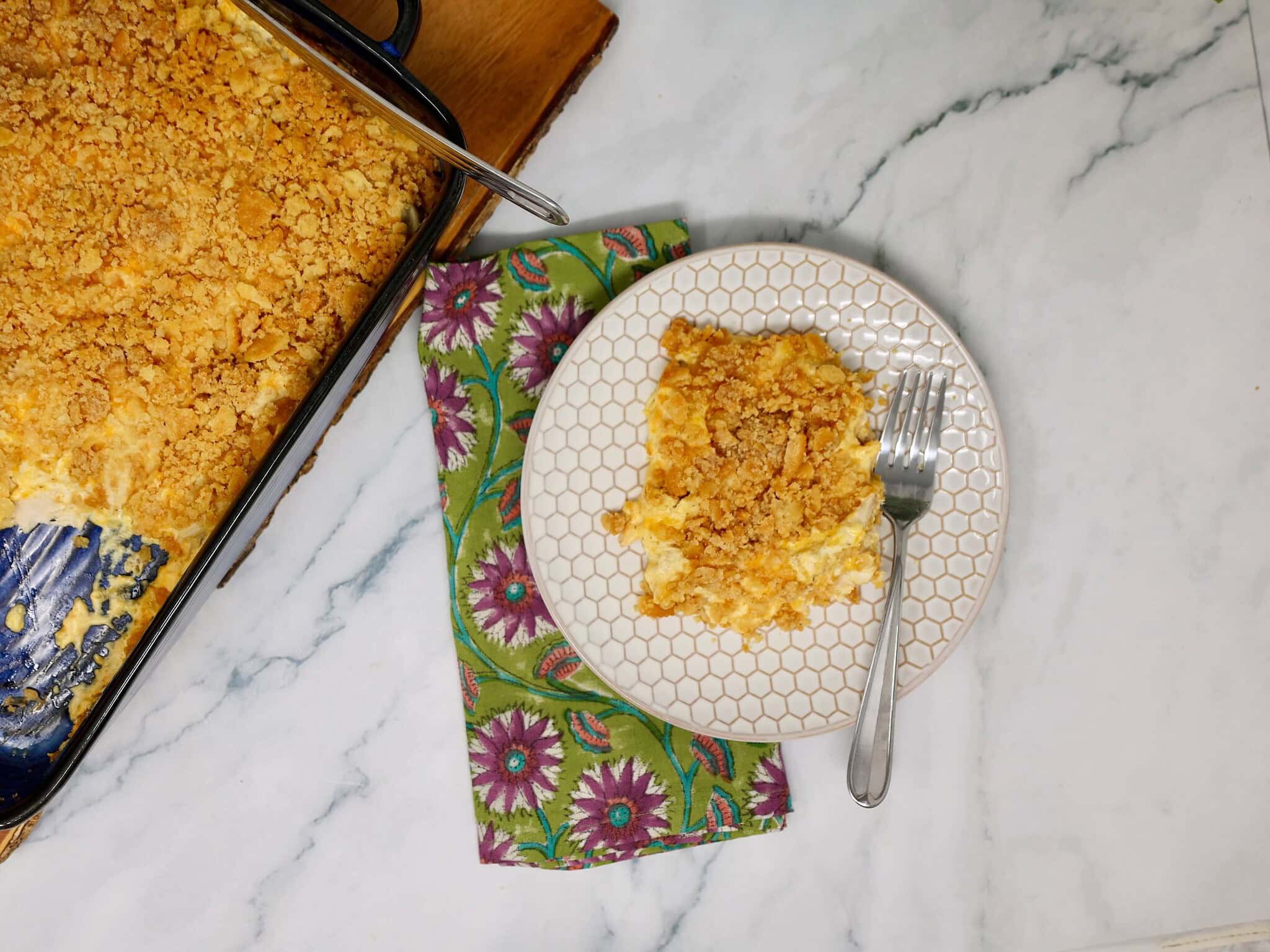 creamy chicken ritz cracker casserole on plate
