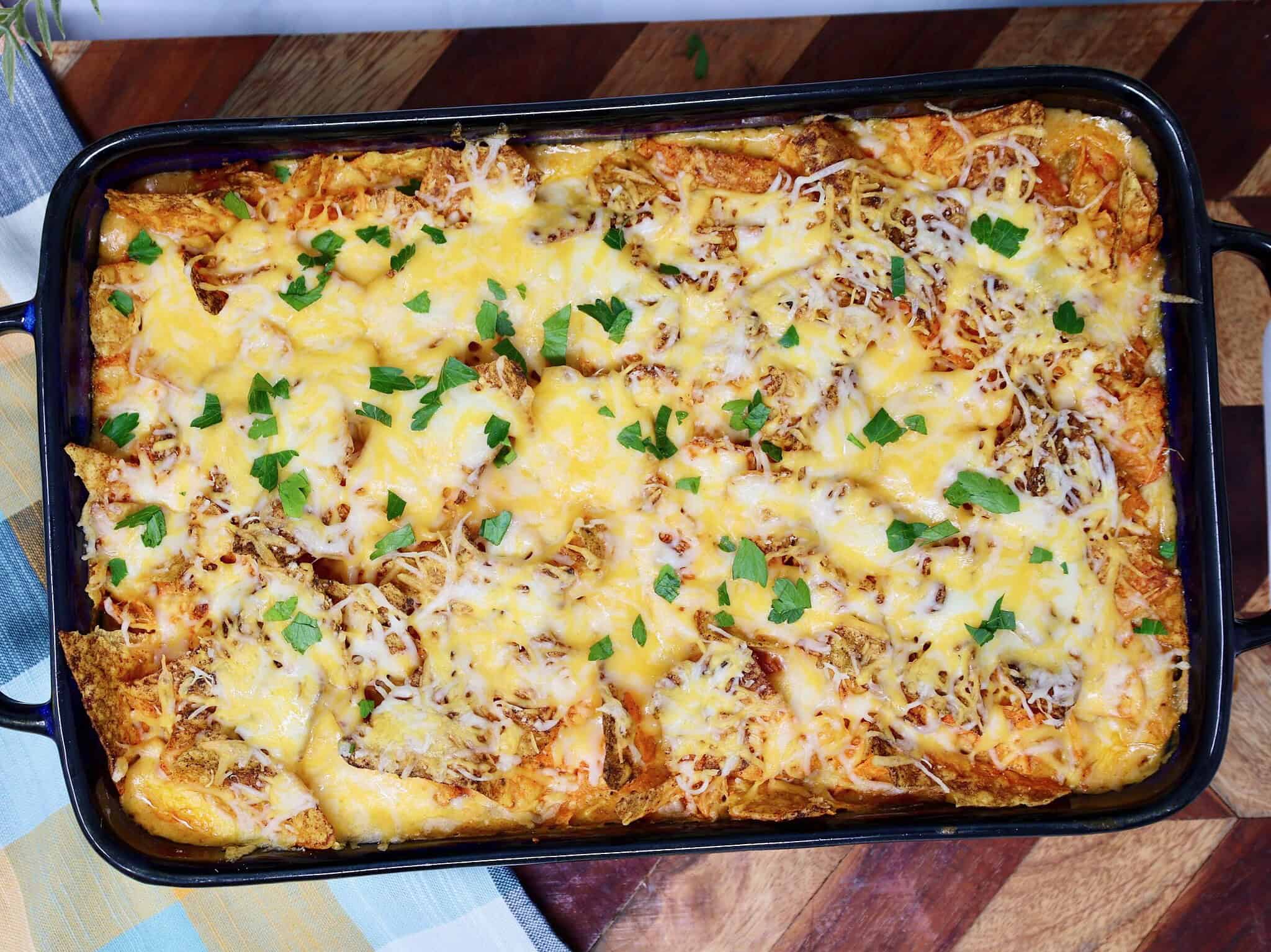 creamy chicken casserole with Doritos and Rotel