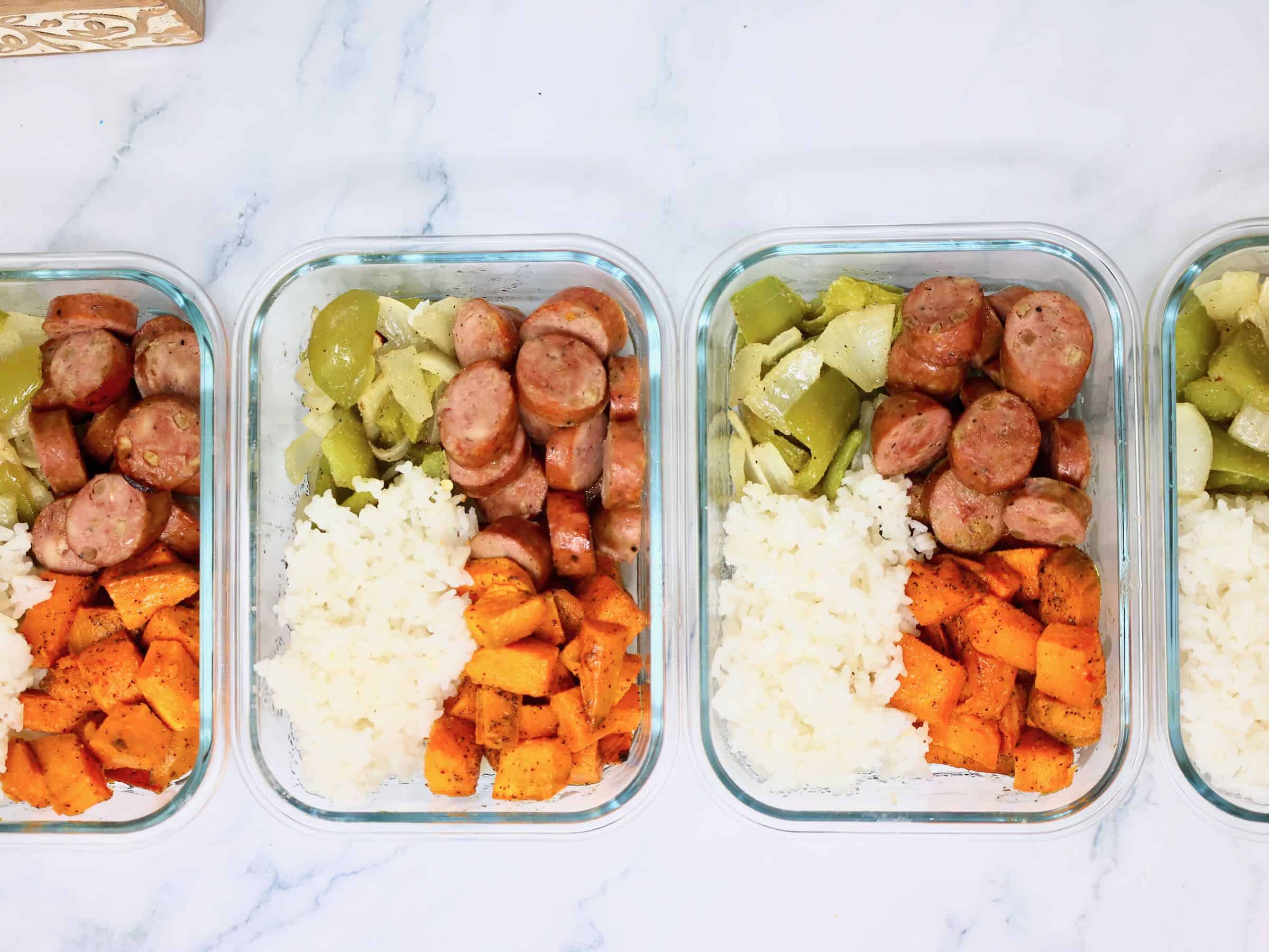 Sweet Potato and Chicken Sausage Bowls for Easy Meal Prep Lunches