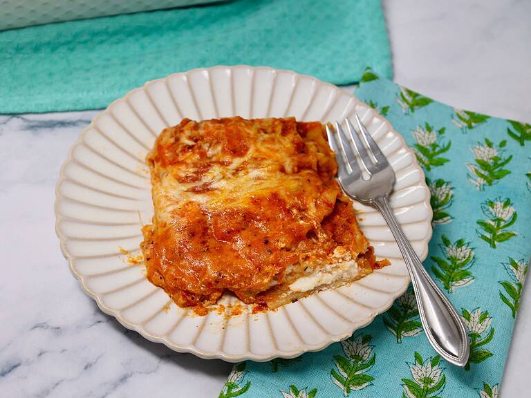 Lazy Lasagna Casserole (Easy Meatball Dinner with No Boil Noodles)